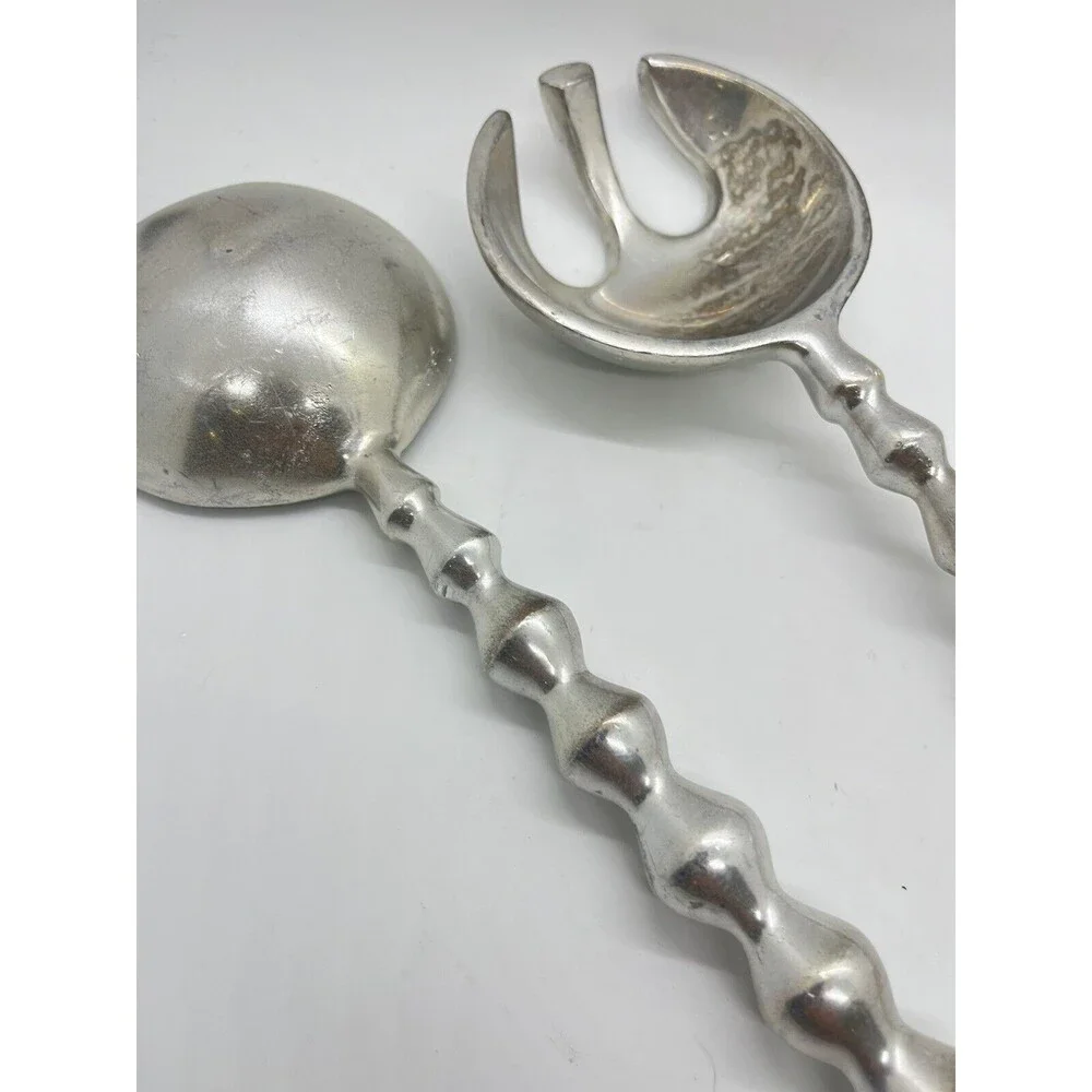 Deco aluminum Beaded SALAD SERVING Fork Spoon Silverware Serving Set 13